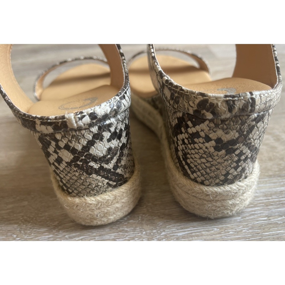 Journee Collection Sandals Womens 7.5 Brown White Alissa Snake Skin Espadrilles - Picture 5 of 8